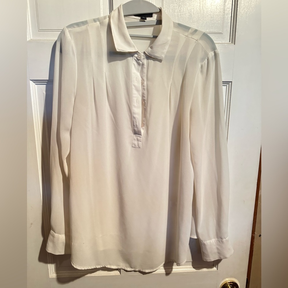 Spense Cream Long-Sleeve Polo Blouse